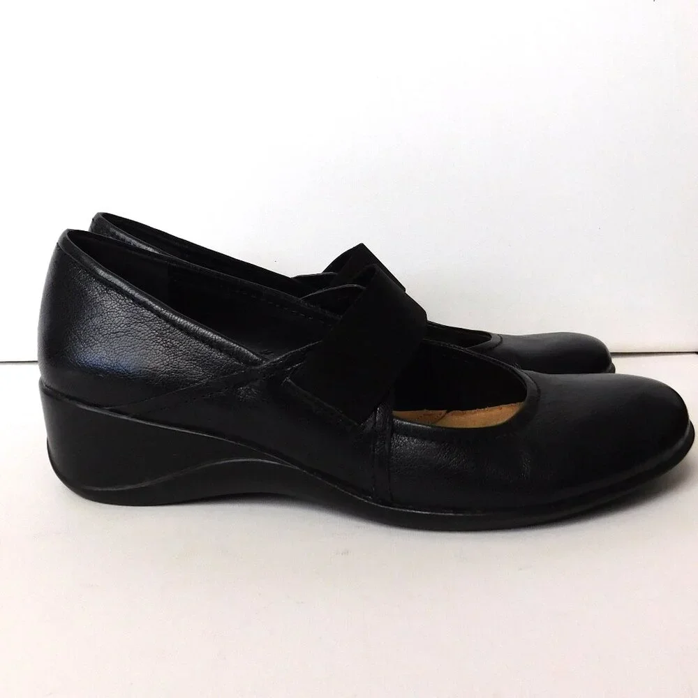 Naturalizer SZ 9 N   Dark Blue Mary Janes Ande   N5 Comfort Wedge  Elastic Strap - Picture 3 of 7